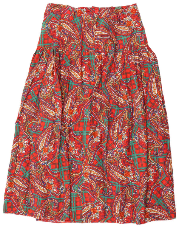 LIBRA Womens High Waist A-Line Skirt UK 14 Large W32 Red Paisley