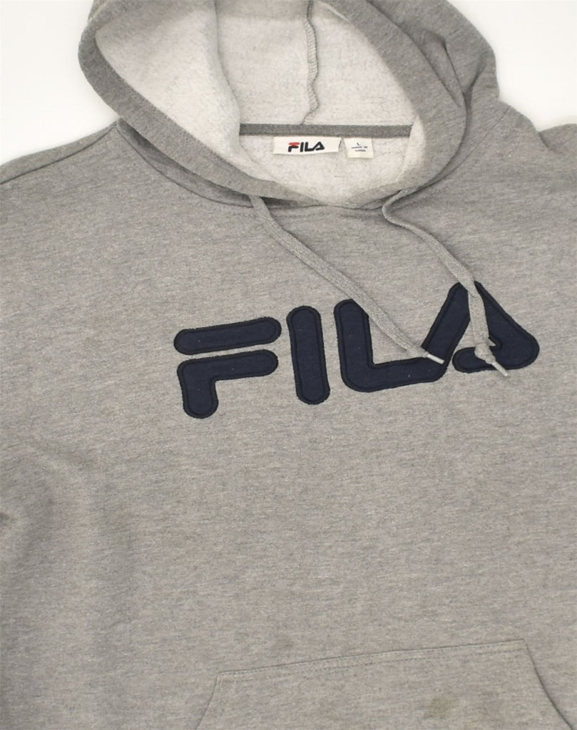 FILA Mens Graphic Hoodie Jumper Large Grey Cotton | Vintage Fila | Thrift | Second-Hand Fila | Used Clothing | Messina Hembry 