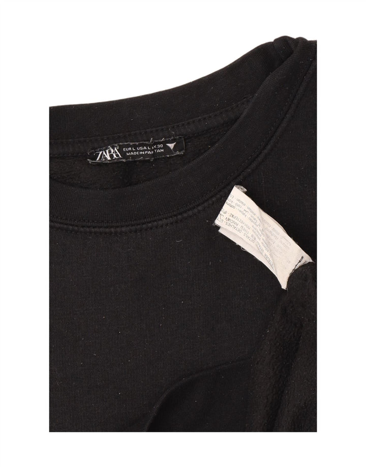 Zara Womens Sweatshirt Jumper UK 16 Large Black Cotton