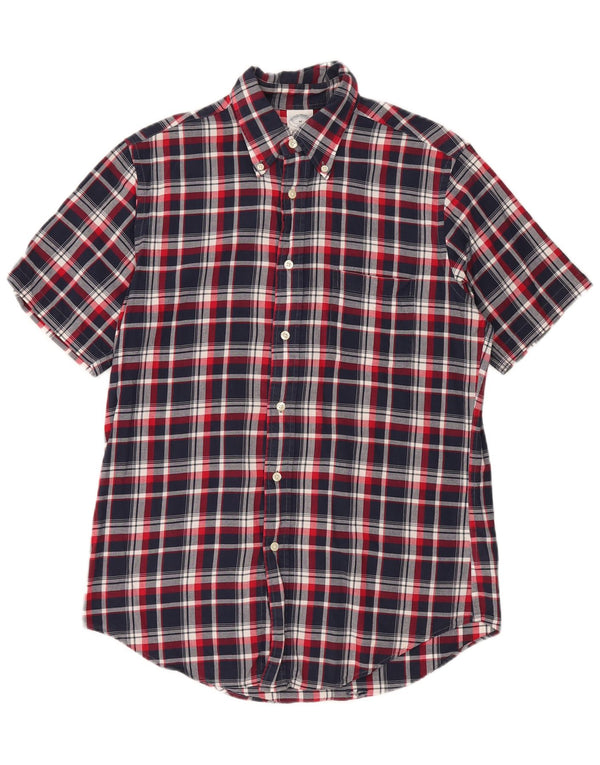 Brooks Brothers Mens Regent Short Sleeve Shirt Medium Navy Blue Check
