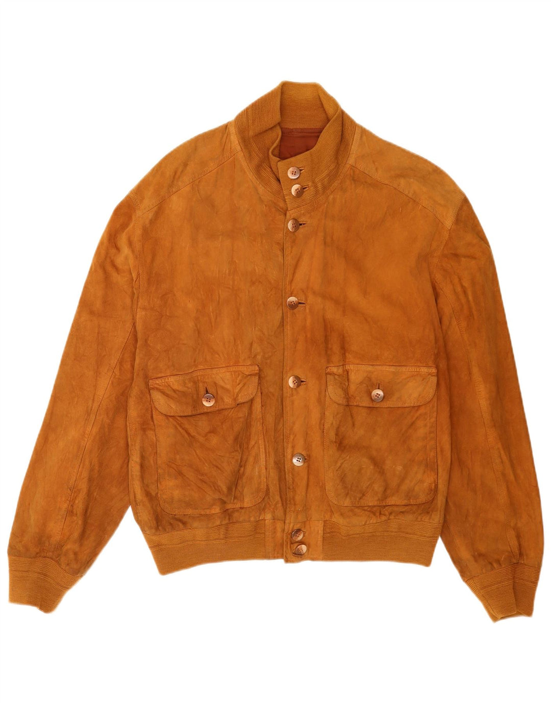 Vintage Mens Suede Bomber Jacket IT 52 XL Brown Leather