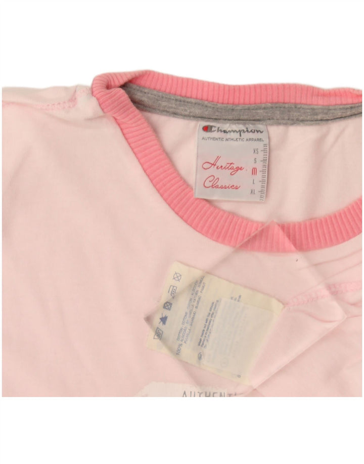 Champion Womens Heritage Classics Graphic T-Shirt Top UK 12 Medium Pink