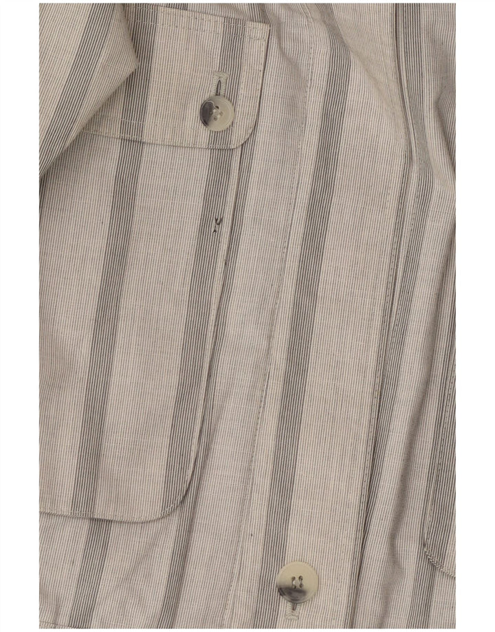 Vintage Mens Military Jacket UK 40 Large Grey Striped Polyester