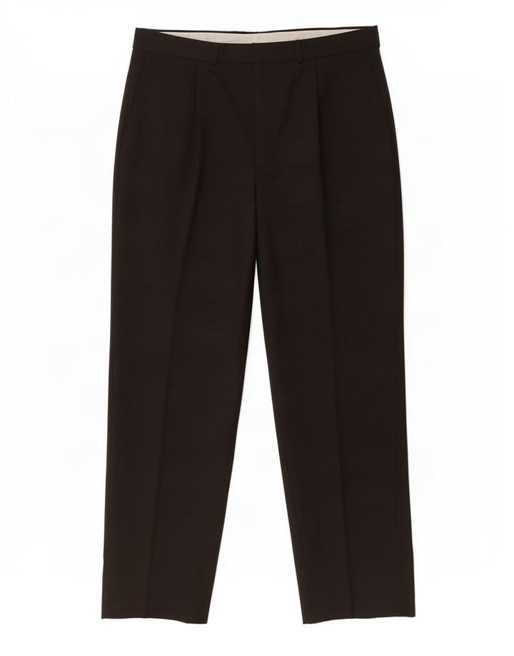 Marks & Spencer Mens Pegged Suit Trousers W34 L31 Black Polyester