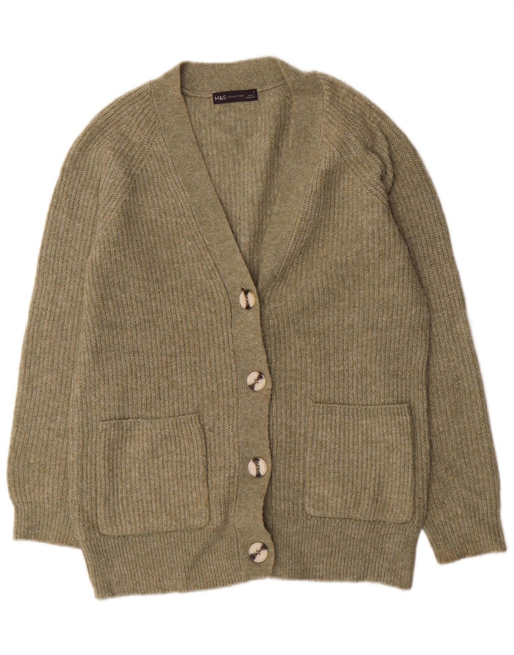MARKS & SPENCER Womens Oversized Cardigan Sweater UK 10 Small Green