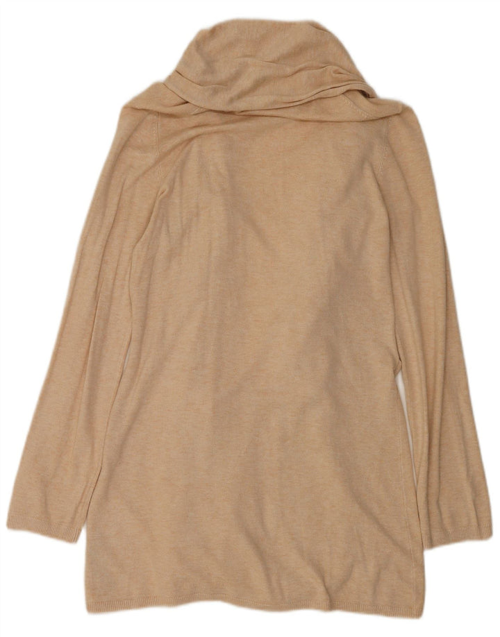 Zara Womens Longline Cardigan Sweater UK 12 Medium Beige Viscose