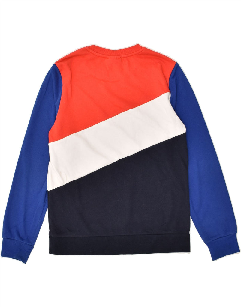 REEBOK Boys Graphic Sweatshirt Jumper 14-15 Years XL Blue Colourblock | Vintage Reebok | Thrift | Second-Hand Reebok | Used Clothing | Messina Hembry 