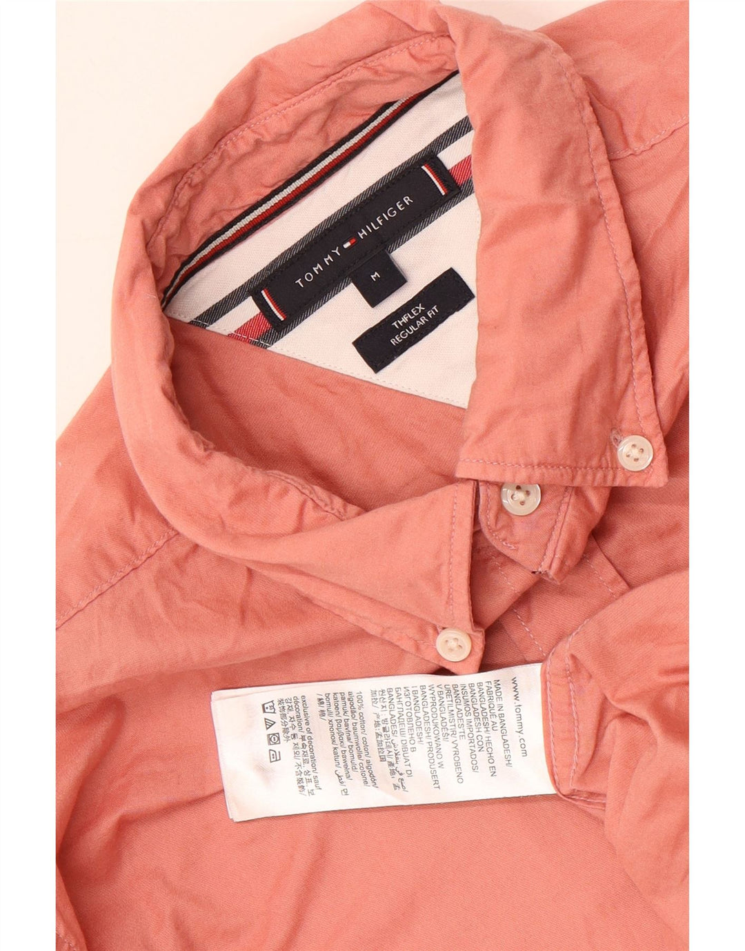TOMMY HILFIGER Mens Regular Fit Shirt Medium Pink Cotton