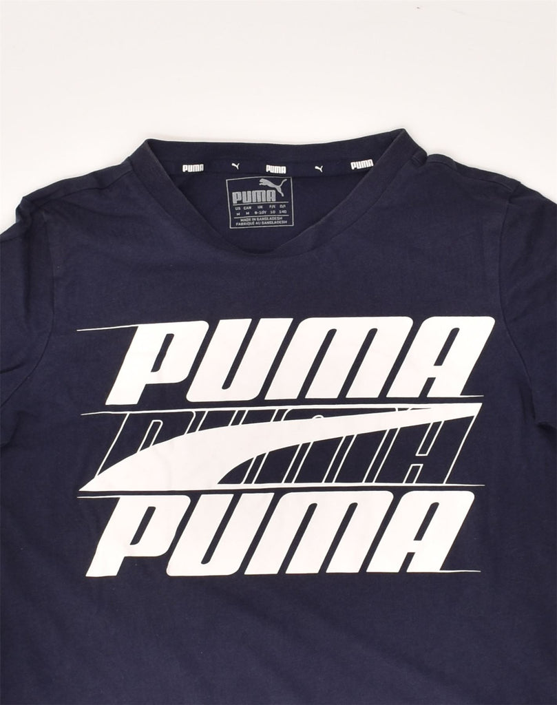 PUMA Boys Graphic T-Shirt Top 9-10 Years Navy Blue Cotton | Vintage Puma | Thrift | Second-Hand Puma | Used Clothing | Messina Hembry 