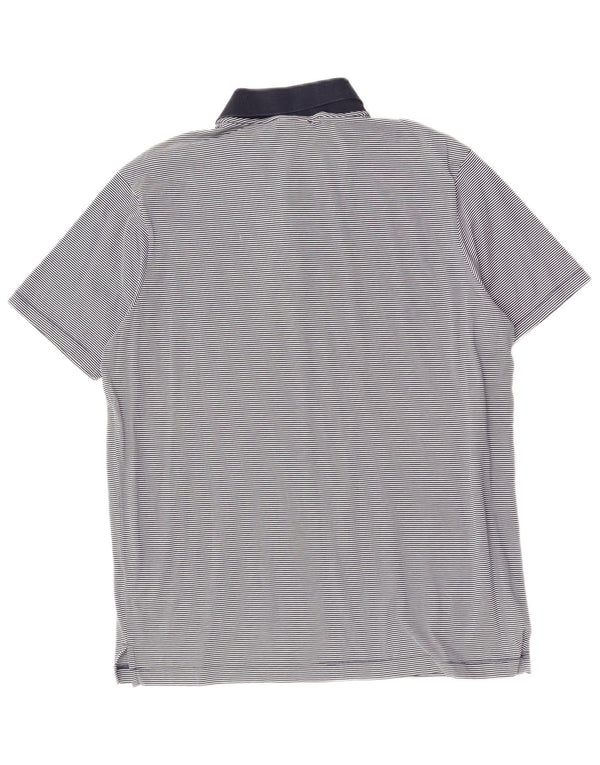 PAUL & SHARK Mens Polo Shirt Large Navy Blue Pinstripe Cotton