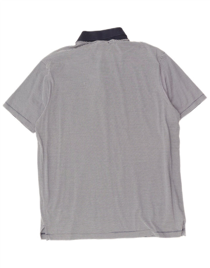 PAUL & SHARK Mens Polo Shirt Large Navy Blue Pinstripe Cotton