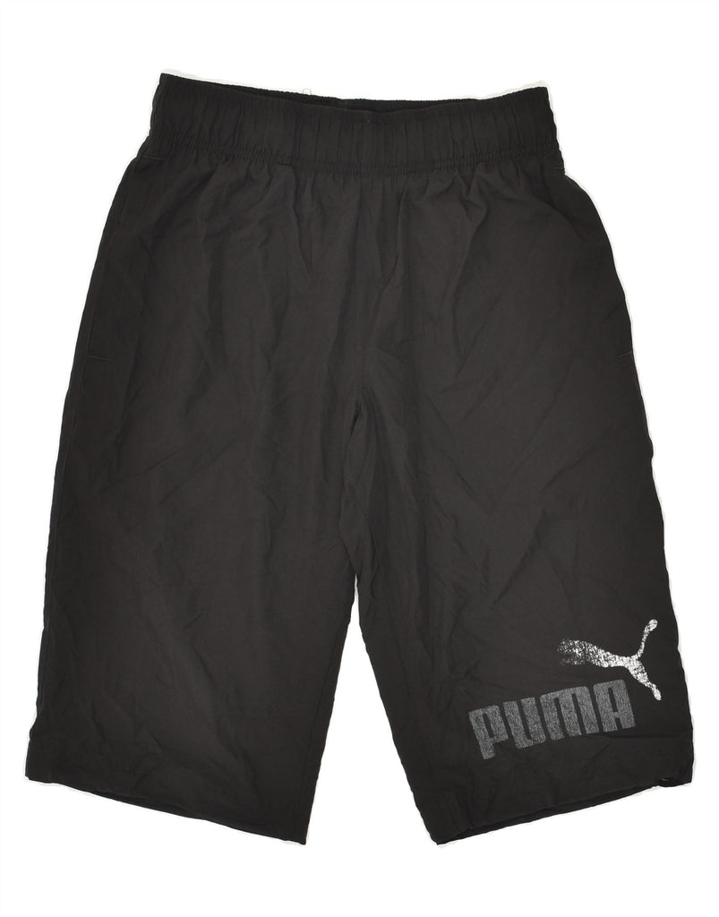 PUMA Mens Graphic Sport Shorts Small Black Polyester | Vintage Puma | Thrift | Second-Hand Puma | Used Clothing | Messina Hembry 