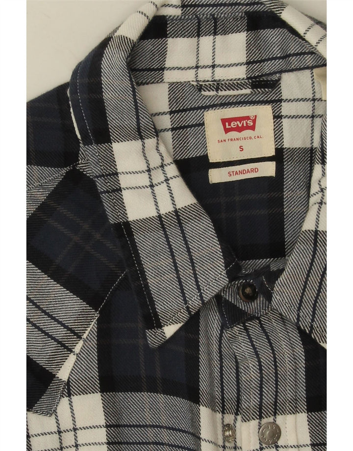 Levi's Mens Standard Flannel Shirt Small Navy Blue Check Cotton