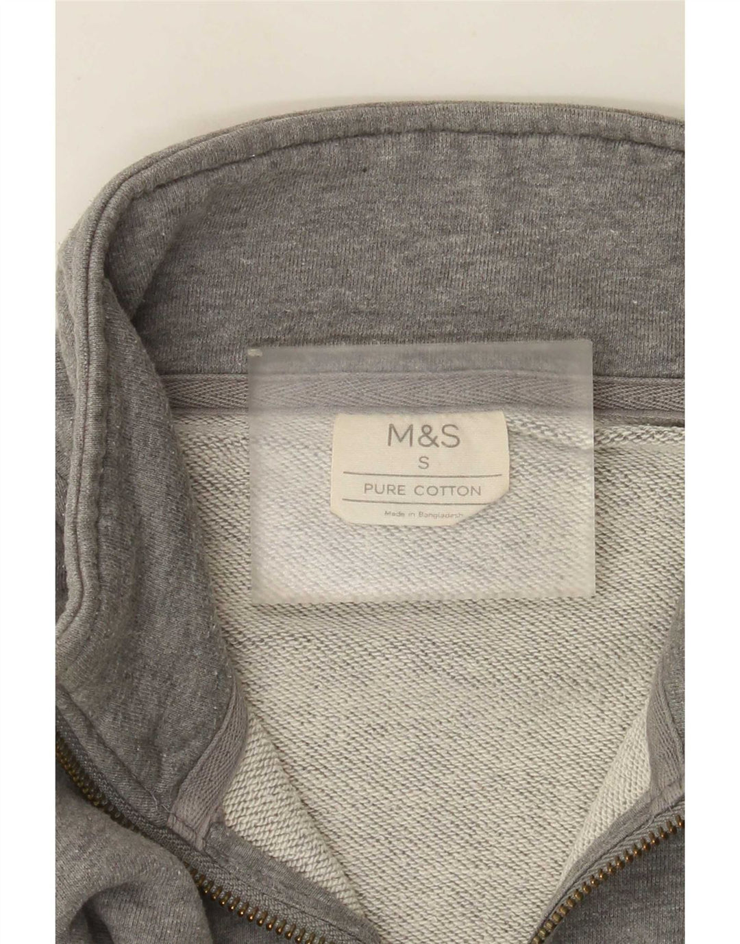 Marks & Spencer Mens Zip Neck Sweatshirt Jumper Small Grey Cotton
