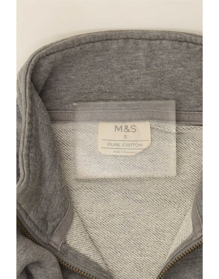 Marks & Spencer Mens Zip Neck Sweatshirt Jumper Small Grey Cotton