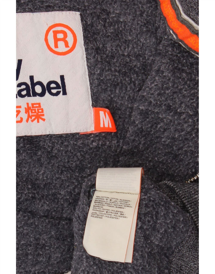 SUPERDRY Mens Zip Hoodie Sweater Medium Navy Blue Flecked Cotton