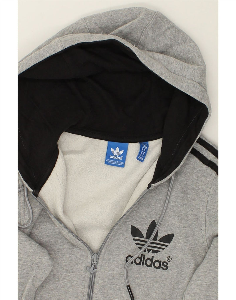 ADIDAS Womens Graphic Zip Hoodie Sweater UK 10 Small Grey Cotton | Vintage Adidas | Thrift | Second-Hand Adidas | Used Clothing | Messina Hembry 