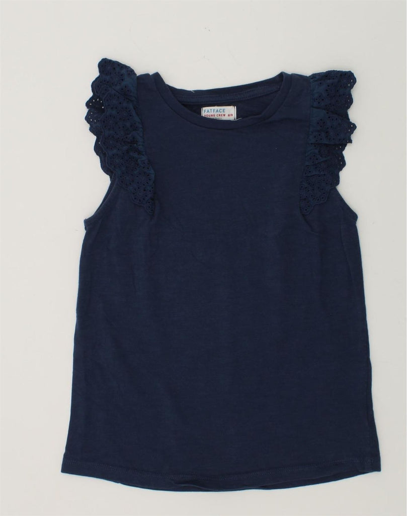 FAT FACE Girls Sleeveless Blouse Top 8-9 Years Navy Blue Cotton | Vintage Fat Face | Thrift | Second-Hand Fat Face | Used Clothing | Messina Hembry 