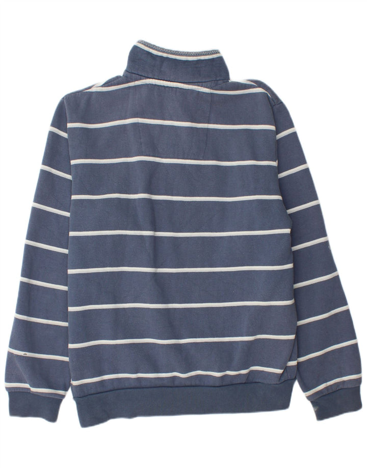 Crew Clothing Mens Zip Neck Sweatshirt Jumper Large Blue Striped Cotton