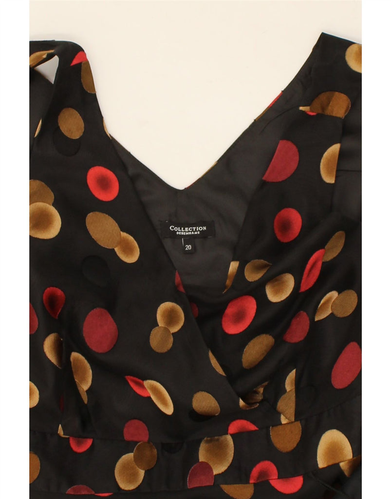 DEBENHAMS Womens Sleeveless A-Line Dress UK 20 2XL Black Spotted Polyester Vintage Debenhams and Second-Hand Debenhams from Messina Hembry 