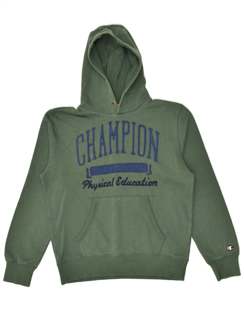 CHAMPION Mens Graphic Hoodie Jumper Large Green Cotton | Vintage Champion | Thrift | Second-Hand Champion | Used Clothing | Messina Hembry 