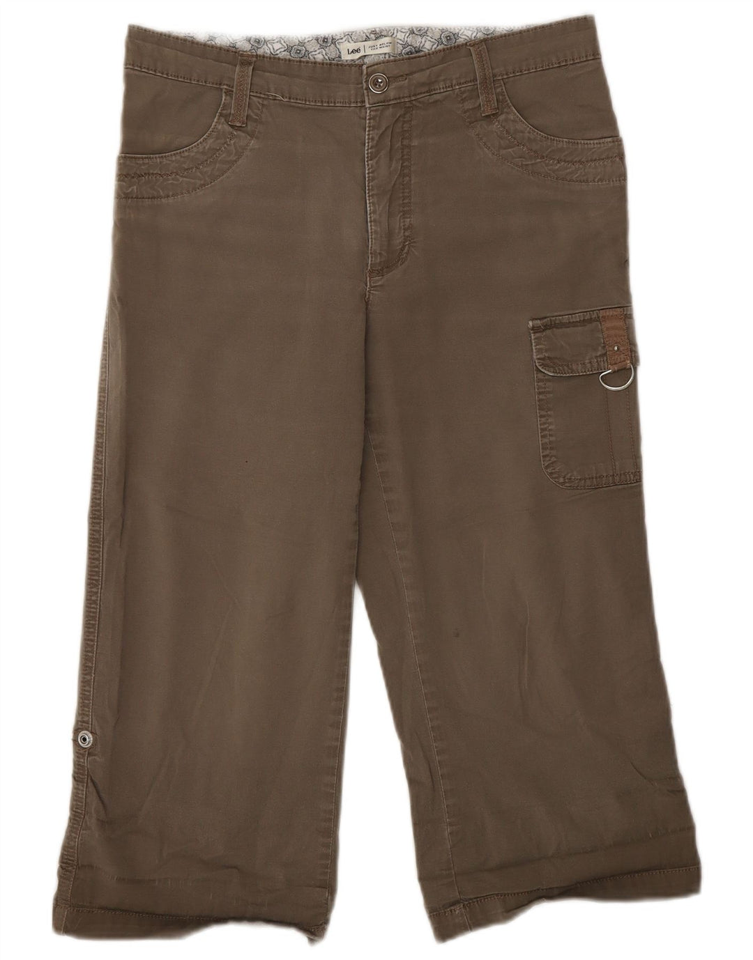 Lee Womens Cargo Capri Trousers US 6 Medium W30 L20 Khaki Cotton