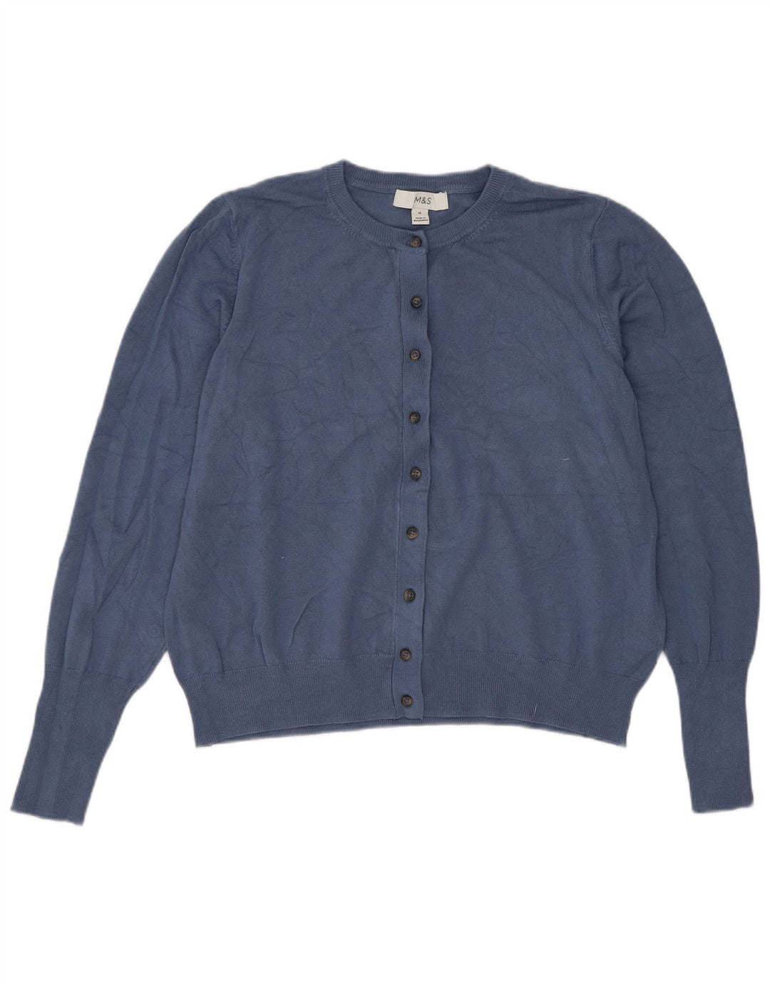 Marks & Spencer Womens Crop Cardigan Sweater UK 16 Large Blue Viscose
