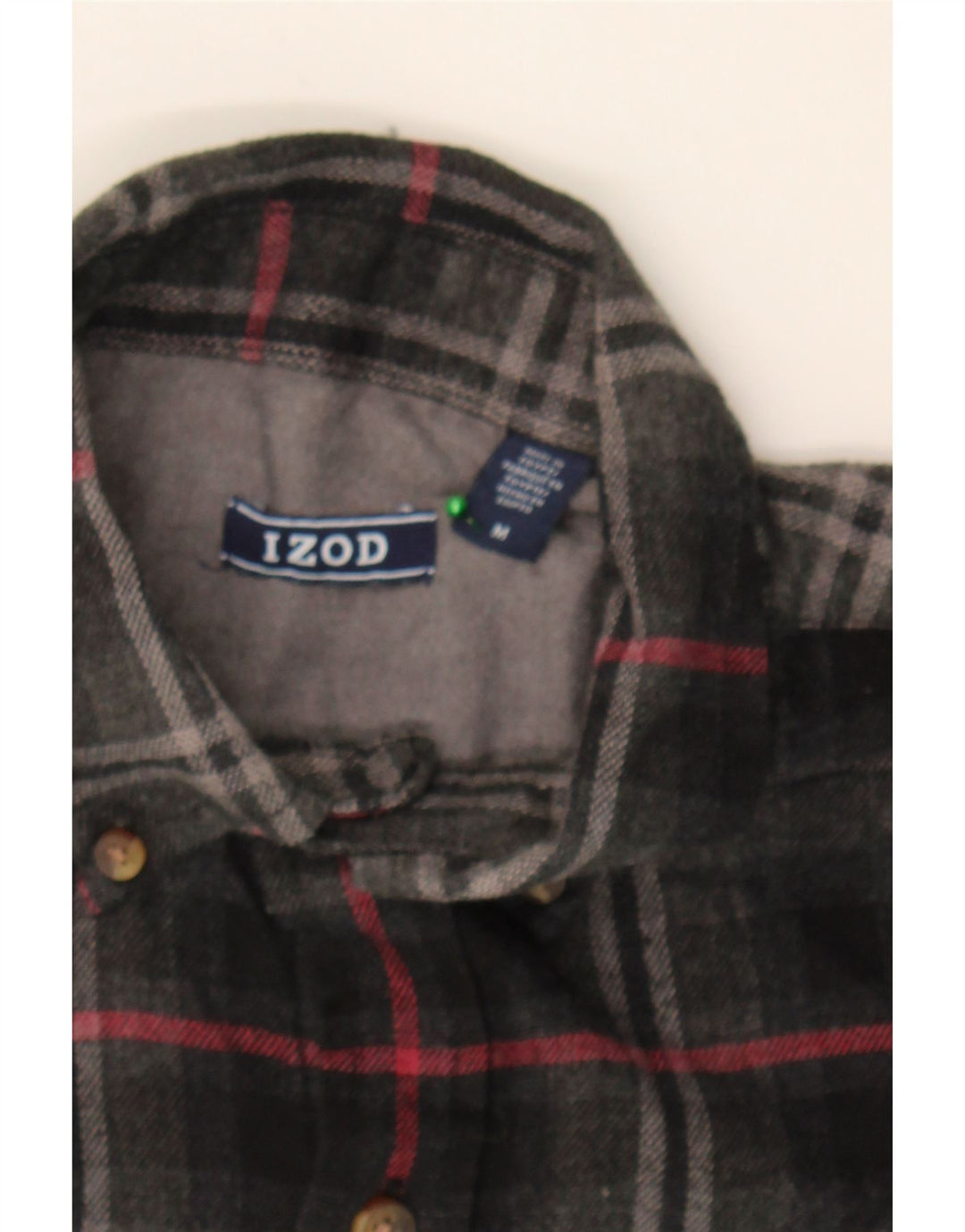 IZOD Mens Flannel Shirt Medium Grey Check Cotton Vintage Izod and Second-Hand Izod from Messina Hembry 