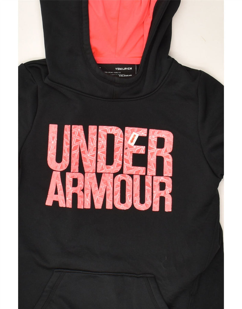 UNDER ARMOUR Boys Cold Gear Graphic Hoodie Jumper 7-8 Years Small Black | Vintage Under Armour | Thrift | Second-Hand Under Armour | Used Clothing | Messina Hembry 