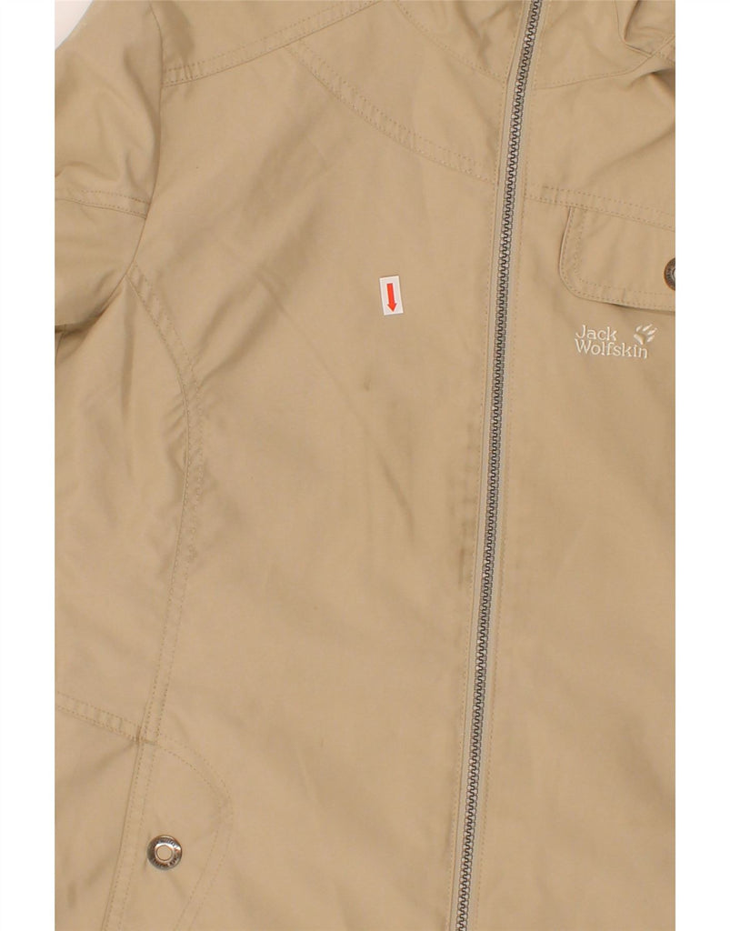 JACK WOLFSKIN Womens Hooded Rain Jacket UK 10 Small  Beige Polyester Vintage Jack Wolfskin and Second-Hand Jack Wolfskin from Messina Hembry 