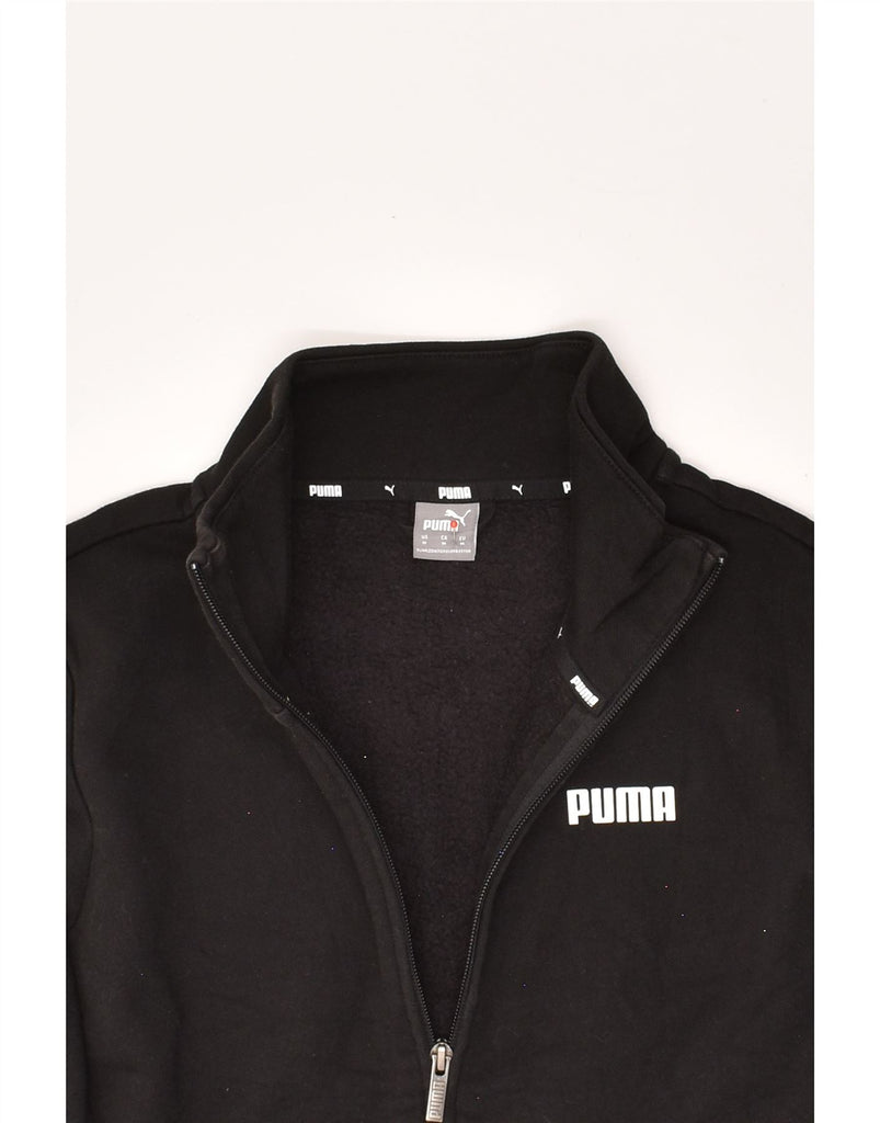 PUMA Womens Tracksuit Top Jacket UK 14 Medium Black Cotton | Vintage Puma | Thrift | Second-Hand Puma | Used Clothing | Messina Hembry 