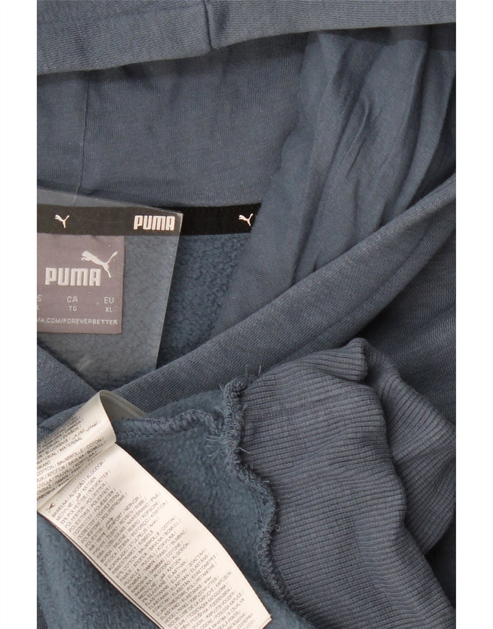 PUMA Mens Hoodie Jumper XL Blue Cotton