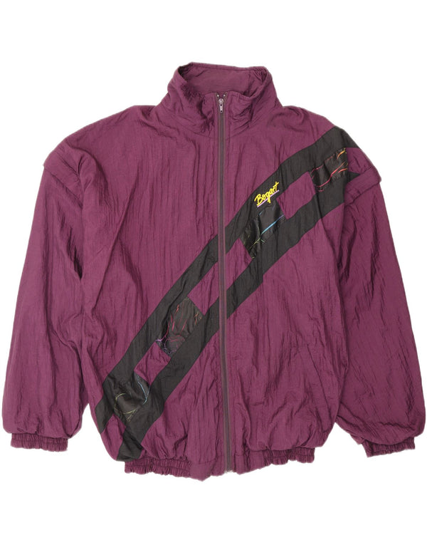 Vintage Mens Tracksuit Top Jacket 2XL Maroon Colourblock Nylon