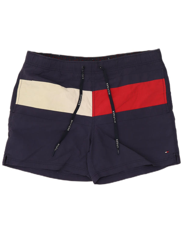 Tommy Hilfiger Mens Swimming Shorts Large Navy Blue Colourblock Polyamide