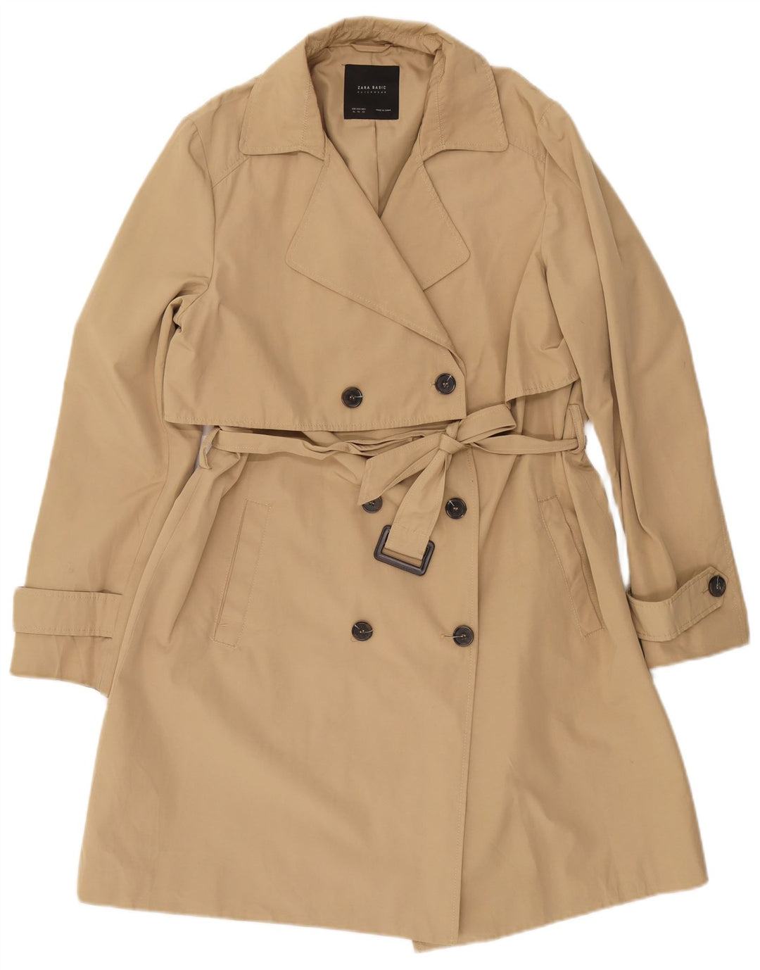 ZARA Womens Trench Coat UK 18 XL Beige Cotton