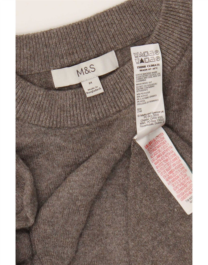 Marks & Spencer Womens Crew Neck Jumper Sweater UK 14 Medium Grey Polyester