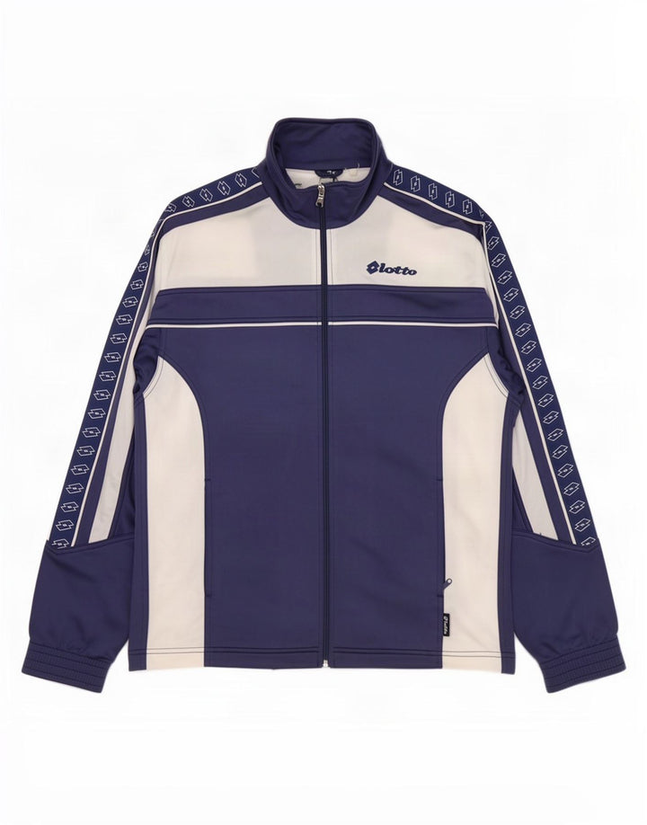 Lotto Mens Graphic Tracksuit Top Jacket Large Navy Blue Colourblock