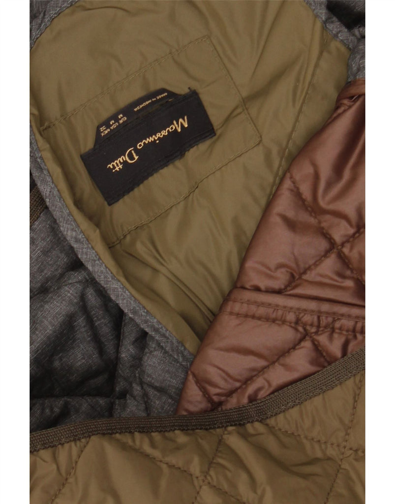 MASSIMO DUTTI Womens Hooded Quilted Overcoat UK 12 Medium Khaki Nylon Vintage Massimo Dutti and Second-Hand Massimo Dutti from Messina Hembry 