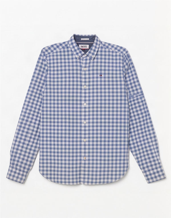 Tommy Hilfiger Mens Shirt Small Blue Gingham Cotton