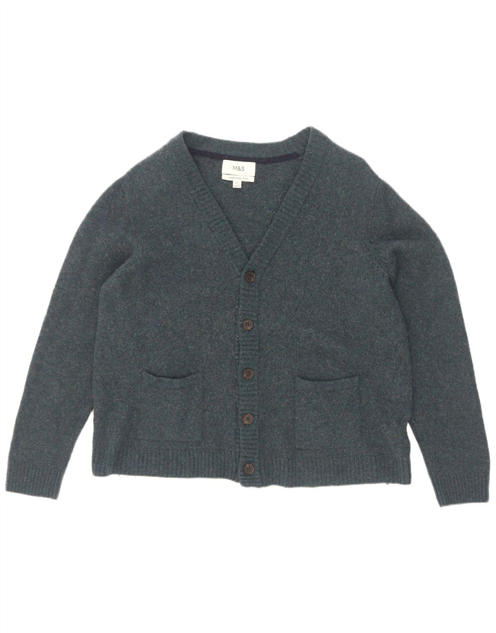 Marks & Spencer Mens Cardigan Sweater 2XL Blue Wool