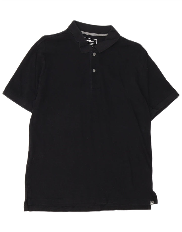 EDDIE BAUER Mens Polo Shirt Medium Black Cotton