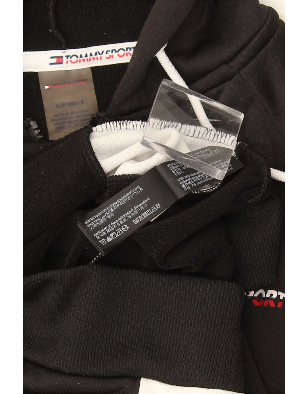 Tommy Hilfiger Mens Zip Hoodie Sweater Small Black Colourblock Polyester