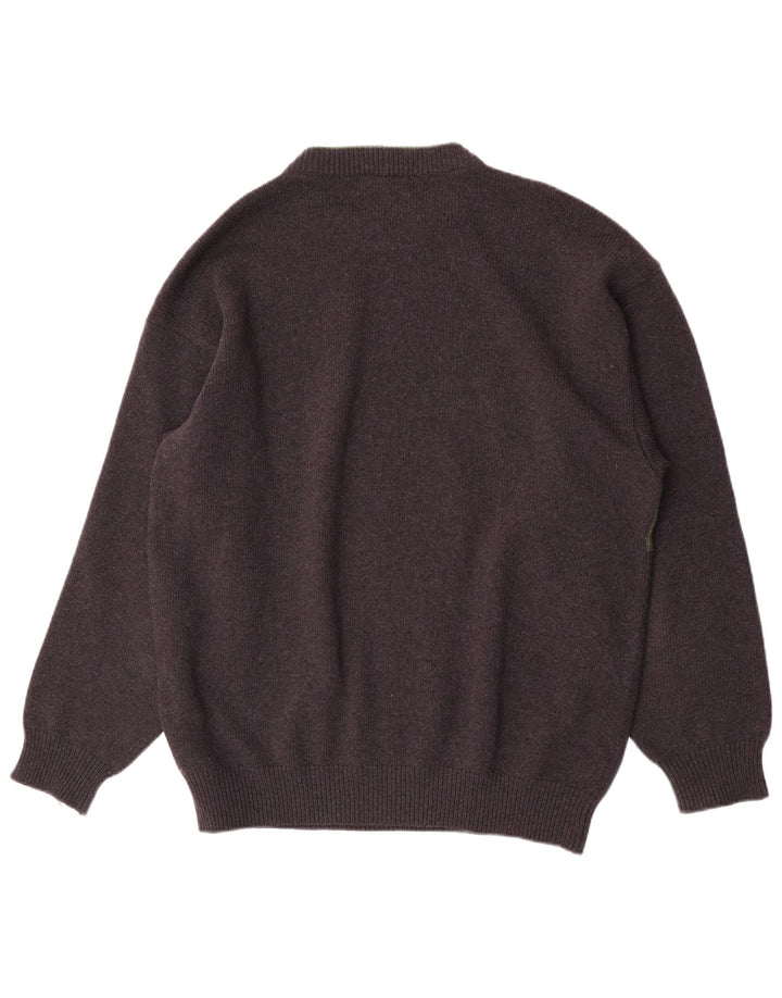 Iceberg Mens Graphic Crew Neck Jumper Sweater XL Grey Wool Retro