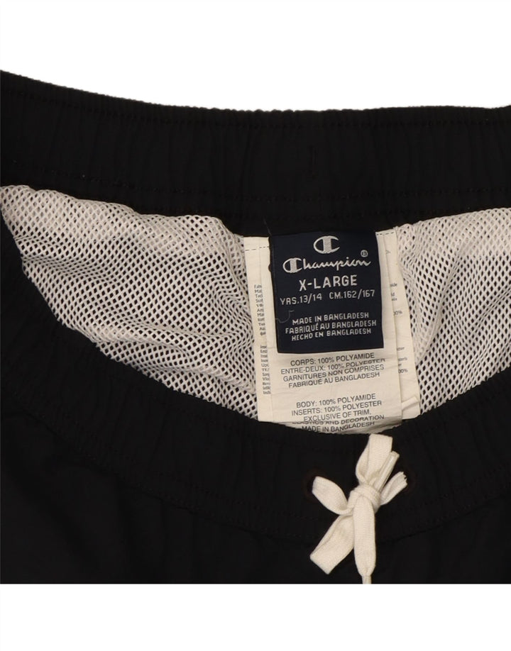 CHAMPION Boys Swimming Shorts 13-14 Years XL Black Colourblock Polyester