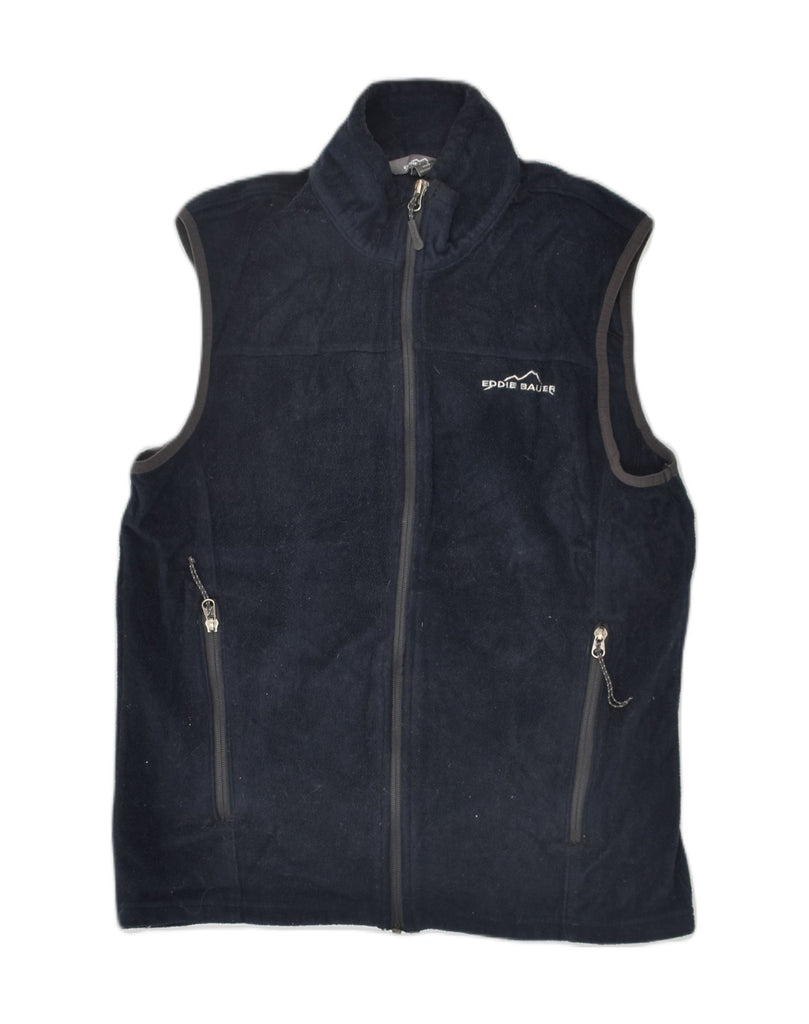 EDDIE BAUER Mens Fleece Gilet UK 36 Small Navy Blue Polyester | Vintage Eddie Bauer | Thrift | Second-Hand Eddie Bauer | Used Clothing | Messina Hembry 