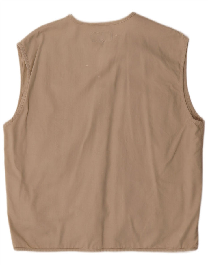 Vintage Mens Utility Gilet UK 38 Medium Beige Cotton