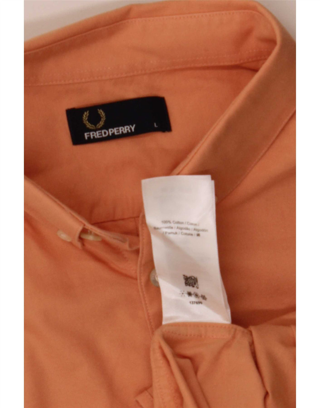 Fred Perry Mens Short Sleeve Shirt Large Orange Cotton
