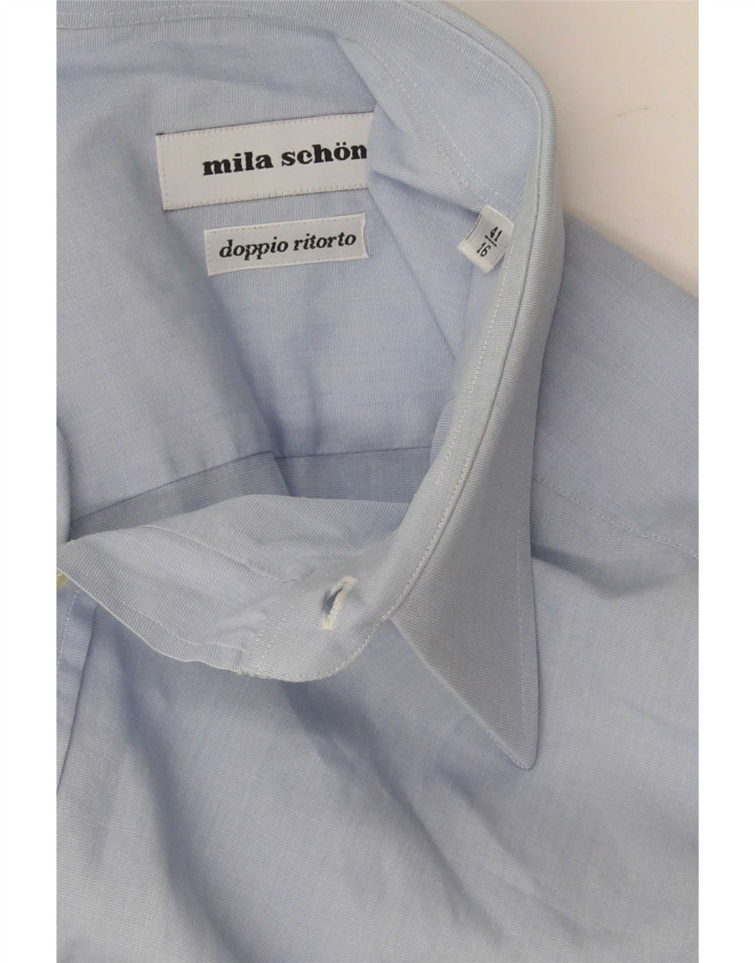 Mila Schon Mens Short Sleeve Shirt Size 41 16 Large Blue