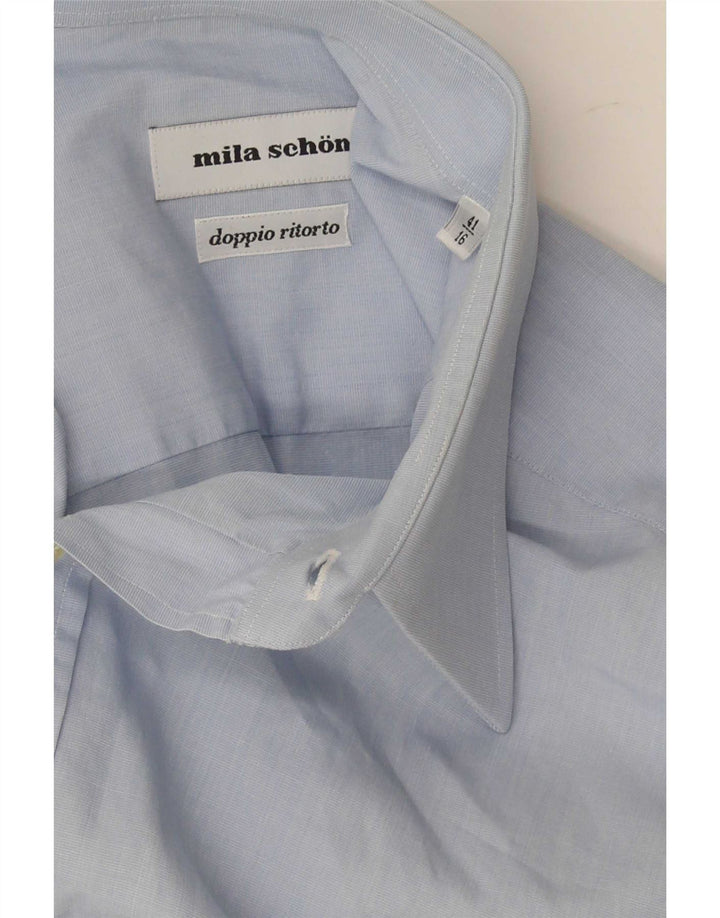 Mila Schon Mens Short Sleeve Shirt Size 41 16 Large Blue