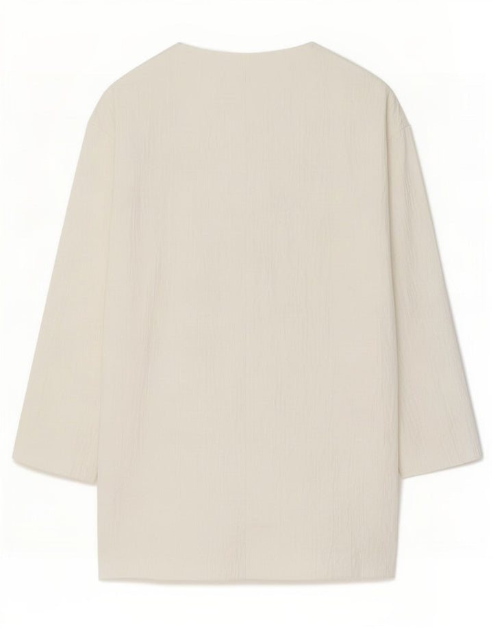 Zara Womens Longline Oversized Blazer Jacket UK 6 XS White Cotton